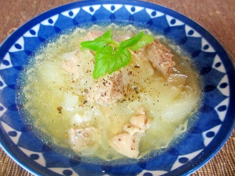 圧力鍋で玉ねぎと鶏肉の黒こしょうスープ